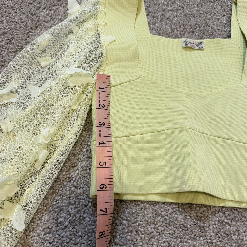 Free People Flutter By Longsleeve Mesh Crop Top XS - Picture 2 of 5